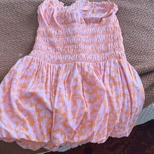 Free People Pink and White Mini Dress